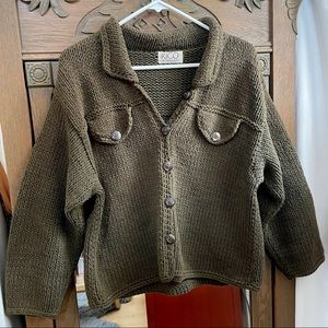 Vintage Chunky Knit Cotton Cardigan Jacket